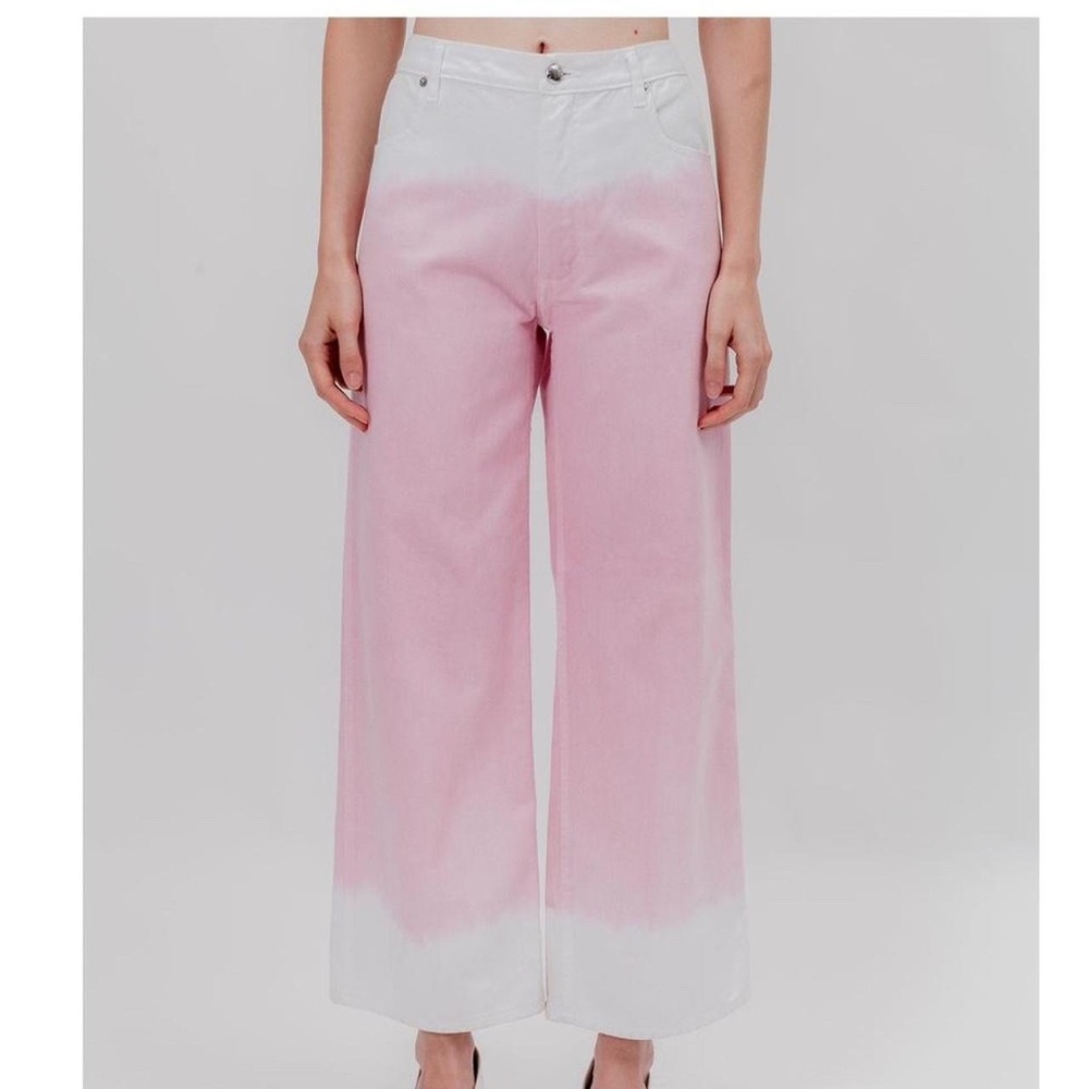Pink and White Eckhaus Latta wide leg jeans